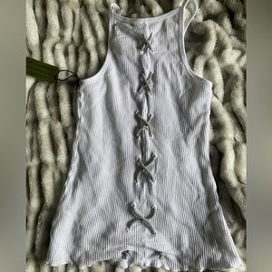 R & R Surplus White & Grey Knit Tank